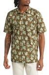 Good Man Brand Big On-point Short Sleeve Stretch Organic Cotton Button-up Shirt In Olive Classical Floral