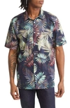 Good Man Brand Big On-point Short Sleeve Stretch Organic Cotton Button-up Shirt In Botanical Ferns