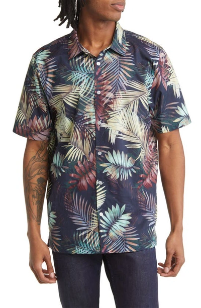 Good Man Brand Big On-point Short Sleeve Stretch Organic Cotton Button-up Shirt In Botanical Ferns