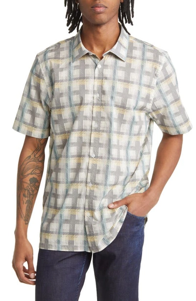Good Man Brand Big On-point Short Sleeve Stretch Organic Cotton Button-up Shirt In Modern Twill Plaid