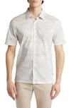 Good Man Brand Big On-point Short Sleeve Stretch Organic Cotton Button-up Shirt In White Geo Waves