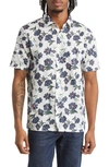 Good Man Brand Big On-point Short Sleeve Stretch Organic Cotton Button-up Shirt In White Painterly Poppy
