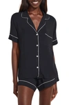 Eberjey Gisele Relaxed Jersey Knit Short Pajamas In Black/ Sorbet Pink