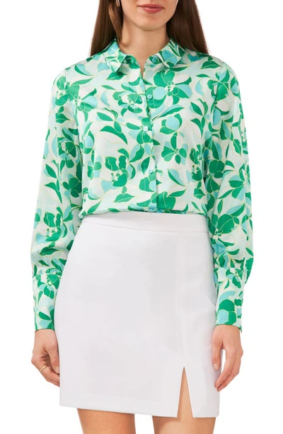 Halogen Button-up Shirt In Floral Green
