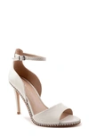 Bcbgeneration Jessika Snake Embossed Ankle Strap Sandal In Pearl Breach Leather