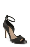 Bcbgeneration Jessika Snake Embossed Ankle Strap Sandal In Black Breach Leather