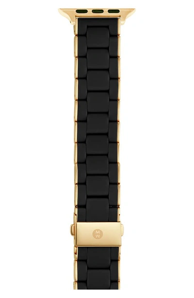 Michele Silicone 20mm Apple Watch® Watchband In Black/gold