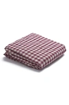 Piglet In Bed Gingham Linen Fitted Sheet In Berry