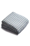 Piglet In Bed Gingham Linen Duvet Cover In Warm Blue