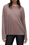 Allsaints Rita Oversize Long Sleeve T-shirt In Mauve Grey