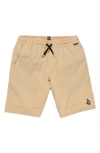 Volcom Kids' Big Boys Understoned Elastic Waist Hybrid Shorts In Almond