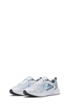 Nike Kids' Downshifter 12 Sneaker In White/ Grey/ Black/ Laser Blue