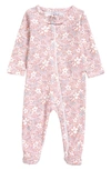 Nordstrom Babies' Print Cotton Footie In Pink Lotus Cottage Floral