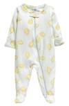 Nordstrom Babies' Print Cotton Footie In Teal Castle Lemons