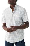Faherty Movement Print Short Sleeve Button-up Shirt In Ivory Endless Peaks