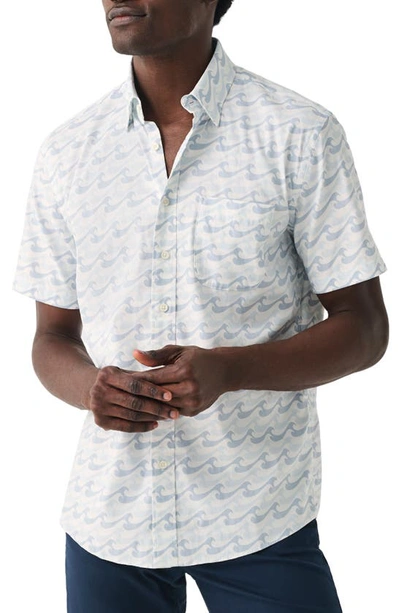 Faherty Movement Print Short Sleeve Button-up Shirt In Ivory Endless Peaks
