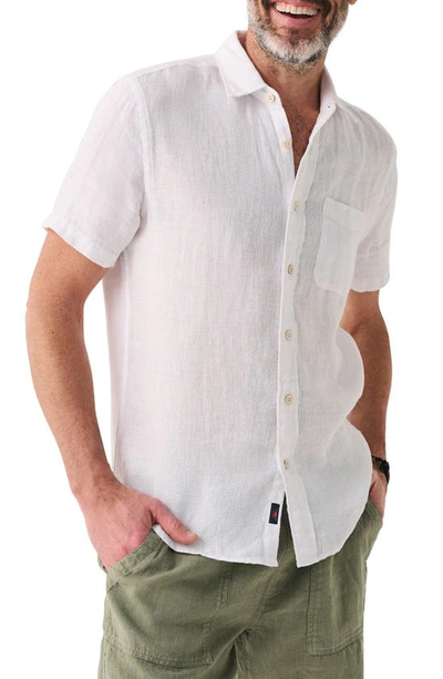 Faherty Short-sleeve Linen Laguna Shirt In Bright White