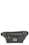 Dolce & Gabbana Logo Print Canvas Belt Bag In Black/ Grey
