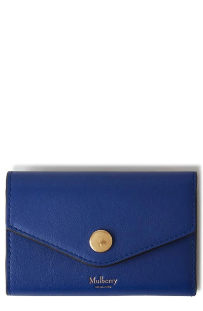 Mulberry Bifold Leather Card Case In Pigment Blue