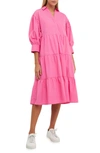 English Factory Puff Sleeve A-line Shirtdress In Pink