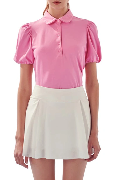 English Factory Women's Puff Sleeve Jersey Top In Pink