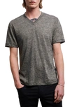John Varvatos Regular Fit V-neck Short Sleeve Linen T-shirt In Iron Grey