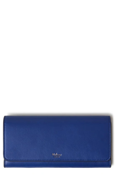 Mulberry Leather Continental Wallet In Pigment Blue