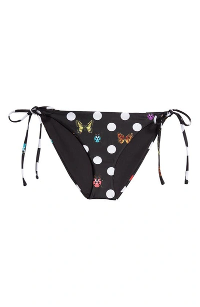 Versace X Dua Lipa Polka-dot Butterfly-print Bikini Briefs In Black