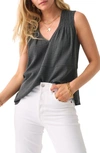 Faherty Ainsley Dream Sleeveless Organic Cotton Top In Washed Black