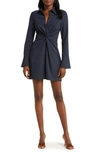 Cinq À Sept Mckenna Twist-front Collared Dress In Navy