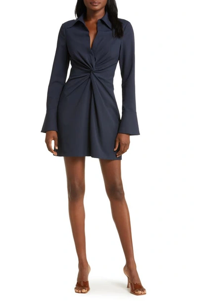 Cinq À Sept Mckenna Twist-front Collared Dress In Navy