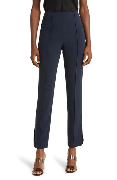 Cinq À Sept Brianne Pintuck Crepe Pants In Navy