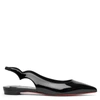 Christian Louboutin Hot Chickita Patent Red Sole Slingback Flats In Black