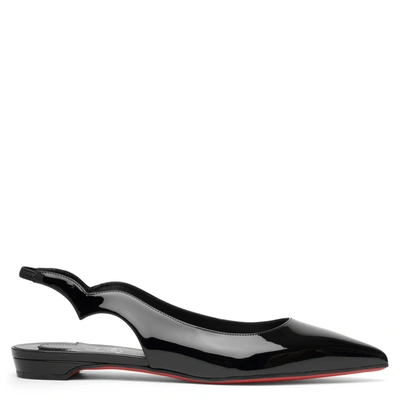 Christian Louboutin Hot Chickita Patent Red Sole Slingback Flats In Black