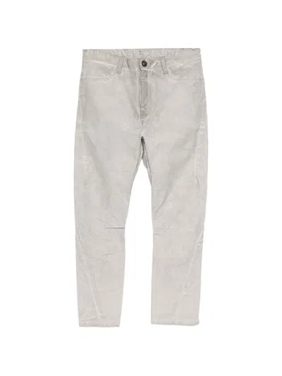 69 By Isaac Sellam Four-pocket Textured-finish Trousers In Gray