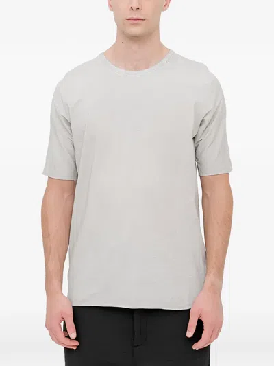 69 By Isaac Sellam Leather-trimmed Jersey T-shirt In Gray