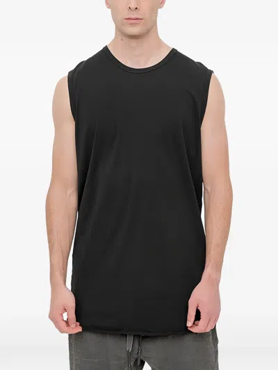 69 By Isaac Sellam Leather-trimmed Sleeveless T-shirt In Black