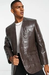 TOPMAN TOPMAN OVERSIZE QUILTED FAUX LEATHER JACKET