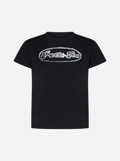 Mm6 Maison Margiela Graphic-print Cotton T-shirt In Black