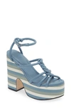 Jimmy Choo Clare Colorblock Leather Platform Sandals In Smoky Blue