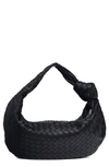 Bottega Veneta Jodie Small Intrecciato Leather Hobo In 8425 Black-gold