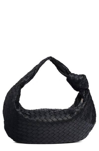 Bottega Veneta Bv Jodie Leather Hobo Bag In 8425 Black-gold