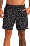 Rvca Yogger Stretch Athletic Shorts In Black Grid