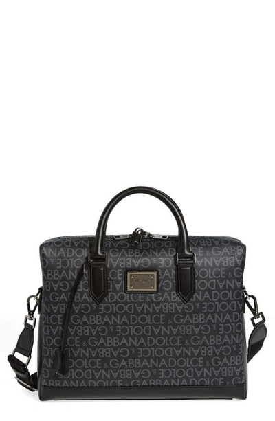 Dolce & Gabbana Logo Jacquard Briefcase In Black