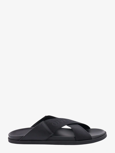 Givenchy Black Sandals With Branded Criss Cross Straps In Nylon Blend Man