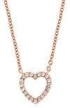 Effy 14k Rose Gold Diamond Heart Necklace In Pink