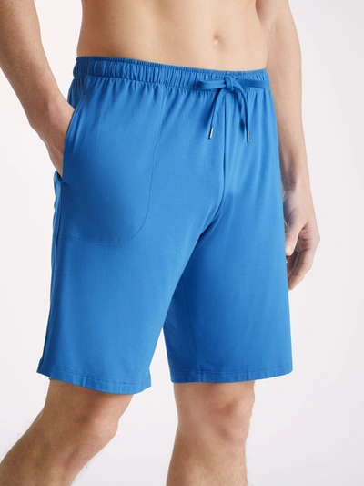 Derek Rose Mens Blue Basel Drawstring-waistband Stretch-modal Shorts In Ocean Blue