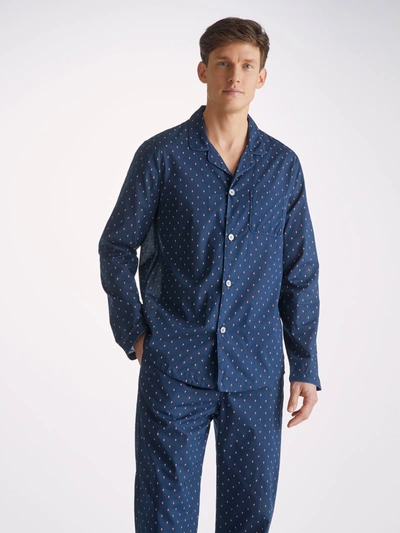 Derek Rose Men's Modern Fit Pyjamas Nelson 96 Cotton Batiste Navy