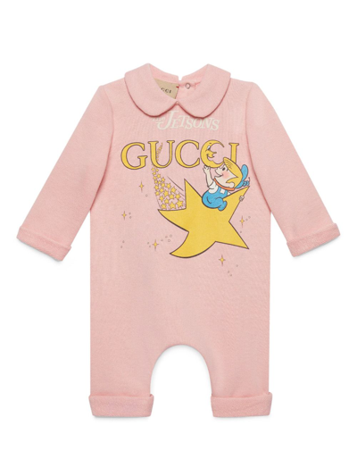 Gucci X The Jetson Logo-print Babygrow In Pink