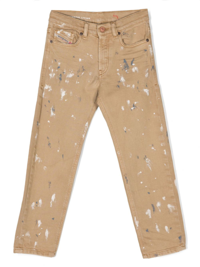 Diesel Kids' 2010-j Paint-splatter Jeans In Neutrals